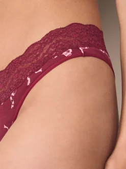 Next Imprimé nœud baies - Lot de 4 culottes en coton et dentelle Coupe très échancrée Hot