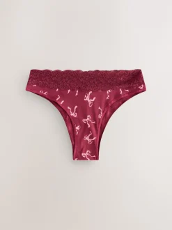 Next Imprimé nœud baies - Lot de 4 culottes en coton et dentelle Coupe très échancrée Hot