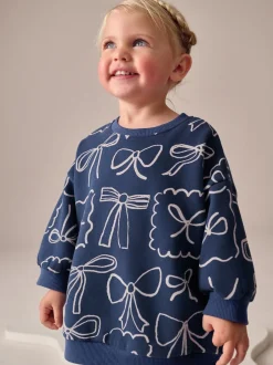 Next Imprimé nœud bleu marine - Ensemble sweat et legging évasé (3mois-7ans) Outlet