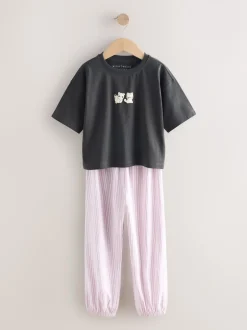 Next Imprimé panda noir/blanc - Lot de 3 joggings de pyjama (3-16ans) Outlet