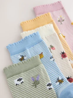 Next imprimé printemps - Paquet de chaussettes de cheville 5 Outlet