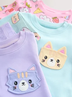 Next Imprimé violet à chat - Lot de 3 pyjamas Snuggle (9mois-10ans) Sale