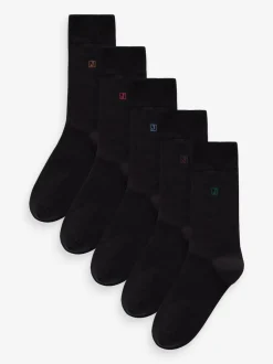 Next Inital - Chaussettes fraîches et durables brodées Noir 5 Pack