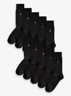 Next Initiales Noir - Chaussettes brodées Lasting Fresh 10 Lot Hot