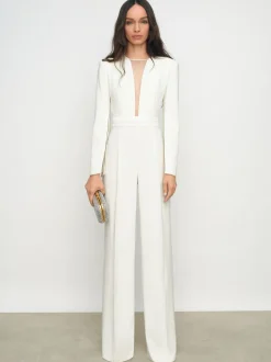 Reiss ivoire - Combinaison Evora à décolleté plongeant et manches fendues Sale