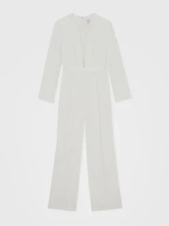 Reiss ivoire - Combinaison Evora à décolleté plongeant et manches fendues Sale