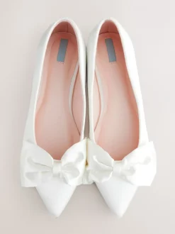 Next ivoire - Forever Comfort® Mariage Point Toe Nœud Mariage Ballet Chaussures New