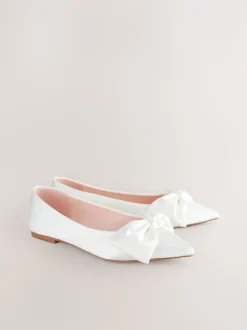 Next ivoire - Forever Comfort® Mariage Point Toe Nœud Mariage Ballet Chaussures New