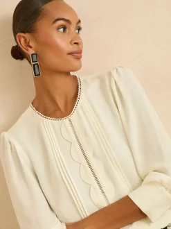 Love & Roses ivoire - Chemisier à manches festonnées 3/4 Best