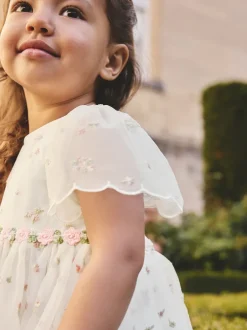 Next ivoire - Robe en maille brodée (3mths-8yrs) Clearance