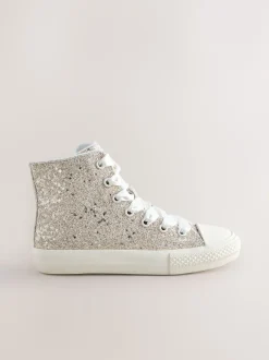 Next Ivoire pailleté - Baskets montantes à lacets Clearance