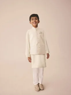 Next - Eid Kurta (3mths-16yrs) Jacqard texturé écru