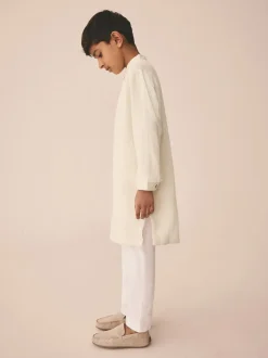 Next - Eid Kurta (3mths-16yrs) Jacqard texturé écru