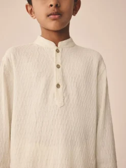 Next - Eid Kurta (3mths-16yrs) Jacqard texturé écru