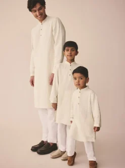 Next - Eid Kurta (3mths-16yrs) Jacqard texturé écru