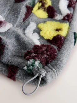 Next Jacquard gris fleuri - Sweat-shirt polaire à col zippé Borg fleuri Clearance