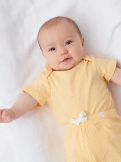 Mori Jaune - Body côtelé extensible à manches courtes Online