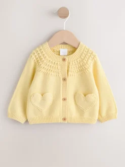 Next Jaune - Cardigan boutonné avec poche cœur bébé (0mois-2ans) Online