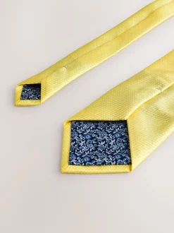 Next - Cravate texturée avec pince à cravate Jaune Best