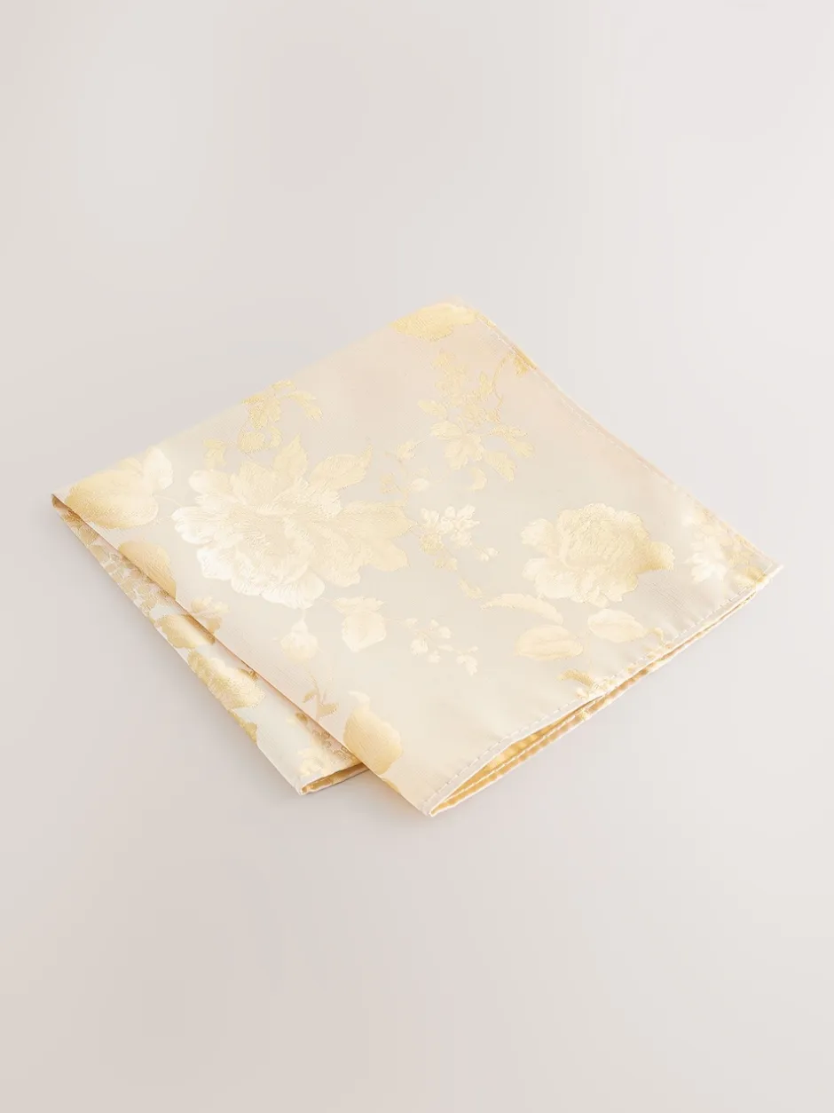 Next Jaune - Ensemble pochette à cravate et broche Clearance