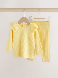 Next - Ensemble Pull et Leggings en maille Bébé 2 Pièces (0mois-3ans) Jaune Hot