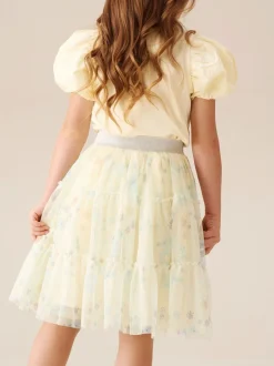 Angel & Rocket Jaune - Jupe Mae en maille à imprimé fleuri Sale