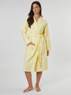 Loungeable - Peignoir gaufré 100% coton Jaune Hot