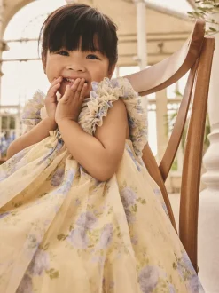 Next Jaune - Robe en maille à épaules volantées (3mois7ans) Discount