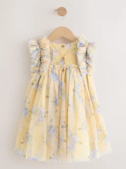 Next Jaune - Robe en maille à épaules volantées (3mois7ans) Discount