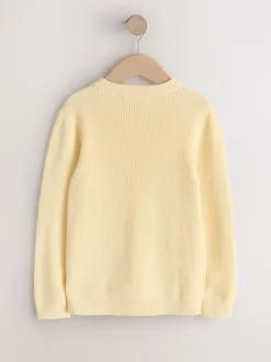 Next - Pull en maille col rond en coton (3-16ans) Jaune Buttermilk