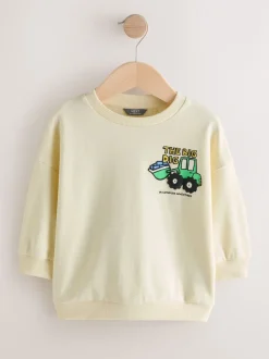Next - Sweat-shirt en jersey à col rond imprimé au dos (3mois7ans) Jaune Buttermilk Digger