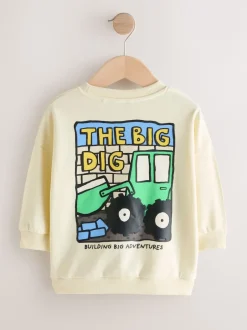 Next - Sweat-shirt en jersey à col rond imprimé au dos (3mois7ans) Jaune Buttermilk Digger
