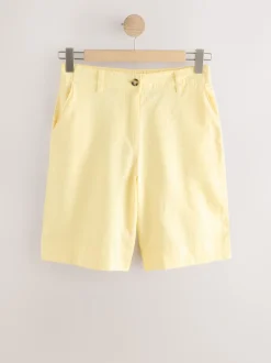 Next Jaune citron - Shorts de genou de mélange de lin New