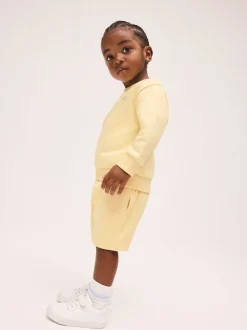 Next Jaune clair - Ensemble Sweat-shirt et Shorts uni à Col rond (3mois -7ans) New