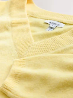 Next Jaune clair - Pull N.Premium 100% laine mérinos à col en V Online