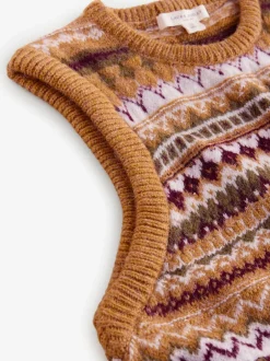 Laura Ashley Jaune moutarde - Débardeur Fairisle en maille Sale