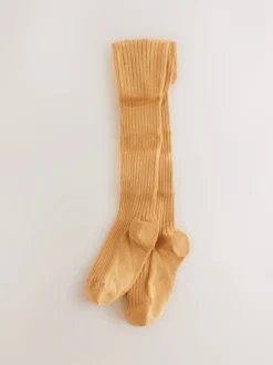 Next - Collant côtelé en coton majoritaire jaune ocre Hot