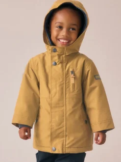 Next - Parka imperméable doublée de borg (3mois-7ans) jaune ocre Clearance