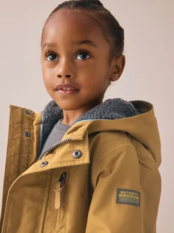 Next - Parka imperméable doublée de borg (3mois-7ans) jaune ocre Clearance