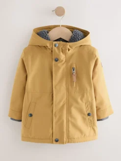 Next - Parka imperméable doublée de borg (3mois-7ans) jaune ocre Clearance