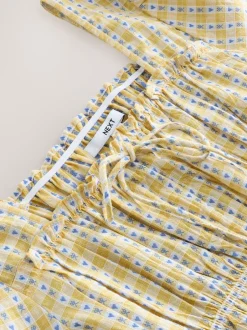 Next jaune vichy - Haut Milkmaid à manches longues froncé Sale