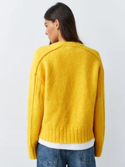 Next Jaune vif - Pull ras du cou avec laine Clearance