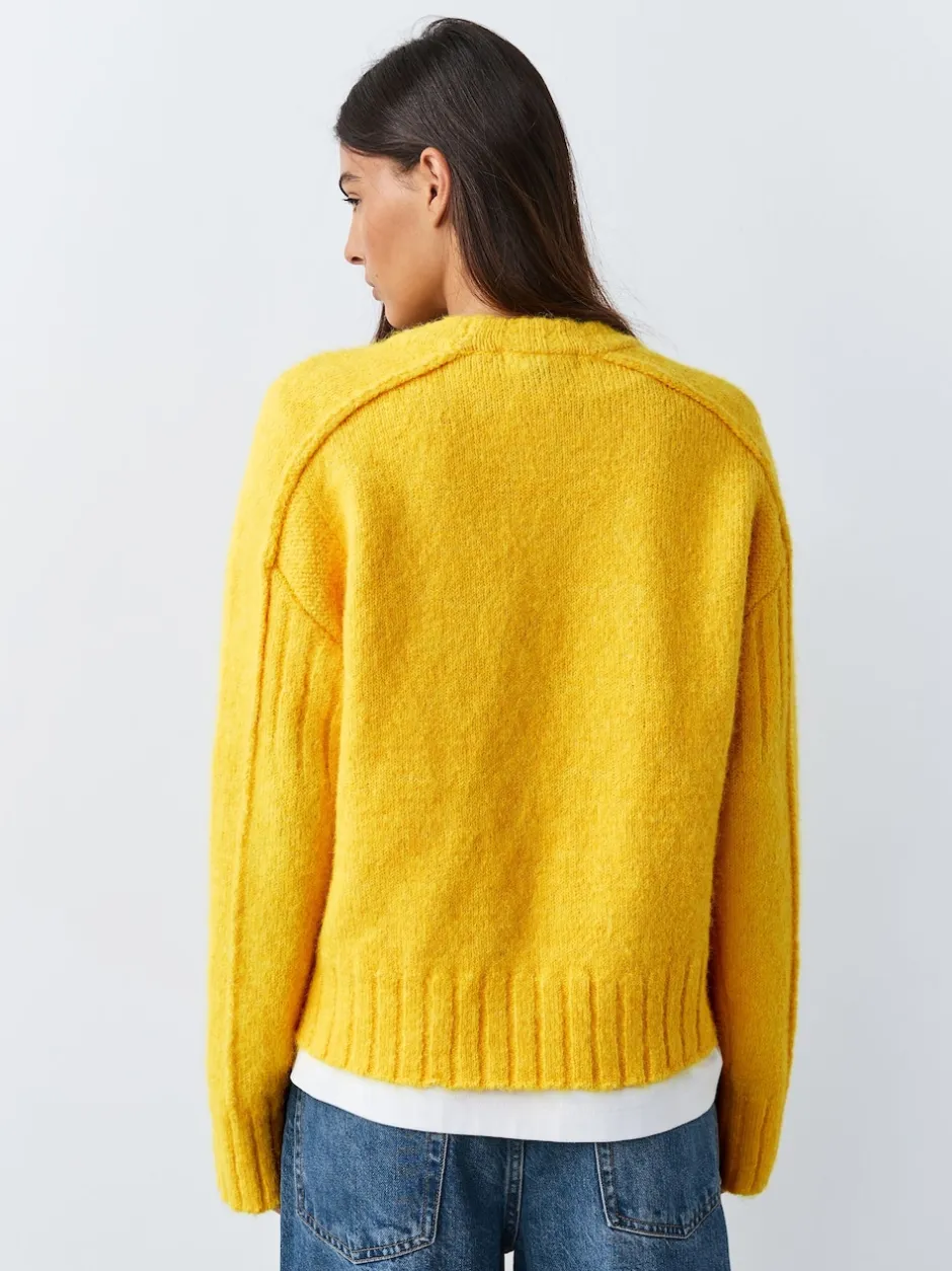 Next Jaune vif - Pull ras du cou avec laine Clearance