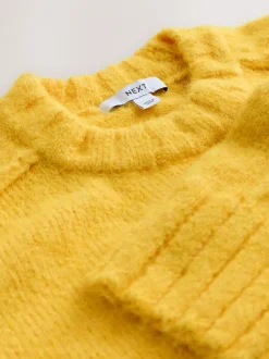 Next Jaune vif - Pull ras du cou avec laine Clearance
