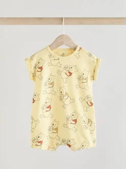 Next Jaune/Blanc - Lot de 2 barboteuses imprimées Winnie The Pooh pour bébé New