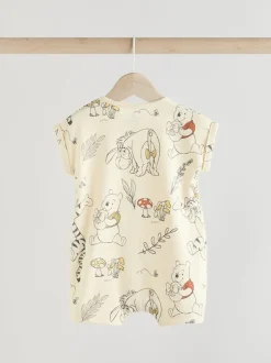 Next Jaune/Blanc - Lot de 2 barboteuses imprimées Winnie The Pooh pour bébé New
