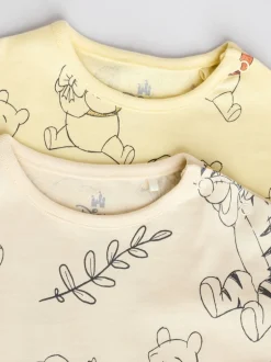 Next Jaune/Blanc - Lot de 2 barboteuses imprimées Winnie The Pooh pour bébé New