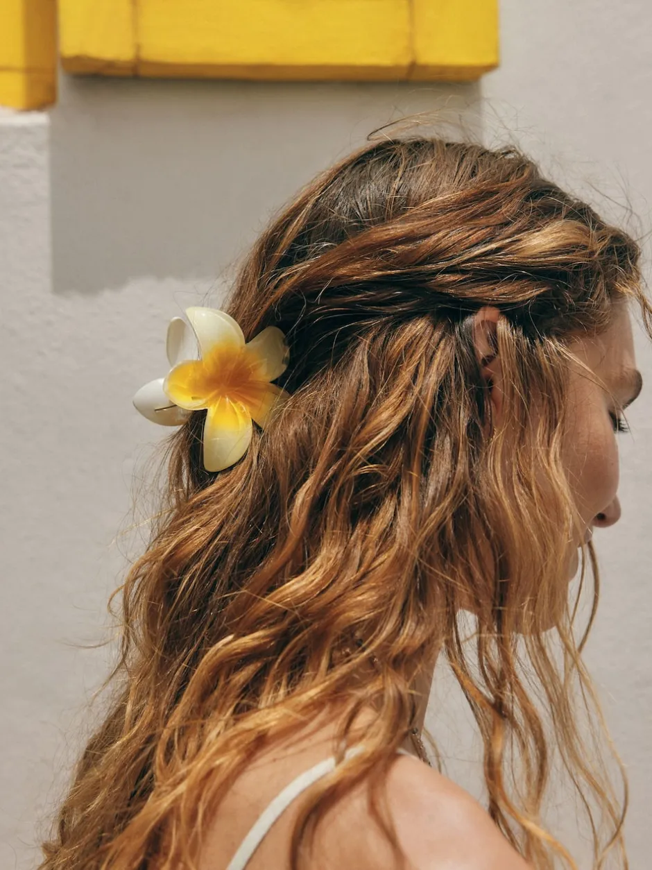 Next Jaune/Blanc - Pince à cheveux à griffes fleurie Clearance