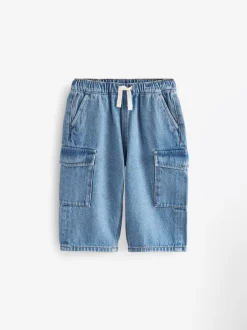 Next Jean bleu moyen - Ample Cargos à tirer 100% Cotton Jeans (3mths-7yrs) Clearance