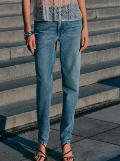 Next Jean bleu moyen - Jean colonne extensible Mom Comfort Online